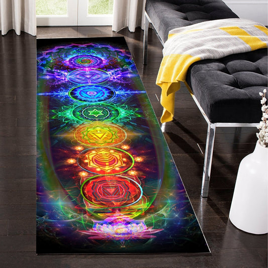 Bohemian Seven Chakras Tassels Carpet Multicolor Planet Butterfly Flower Suitable bedroom living room Floor Decoration Anti-slip