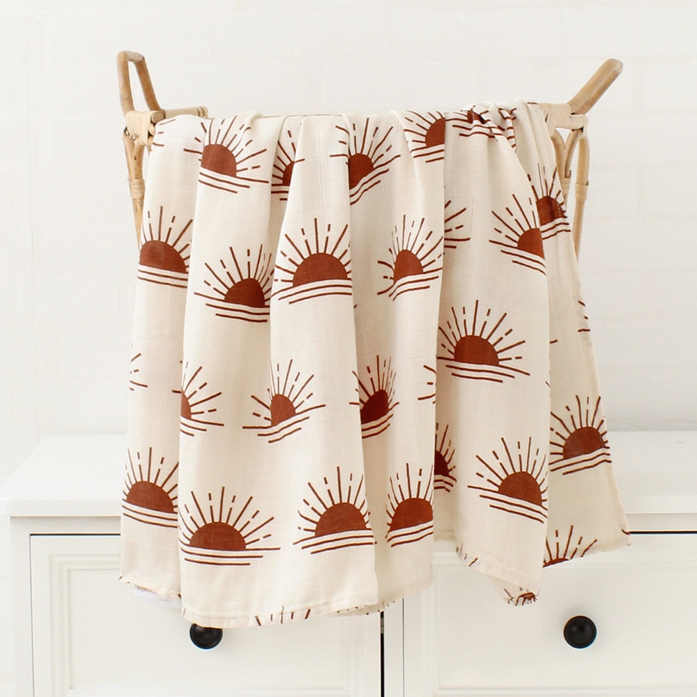 Baby Blankets Newborn Wrap Eucalyptus Leave Printed Organic Bamboo Cotton Muslin Swaddle Bedding Cover Baby Born