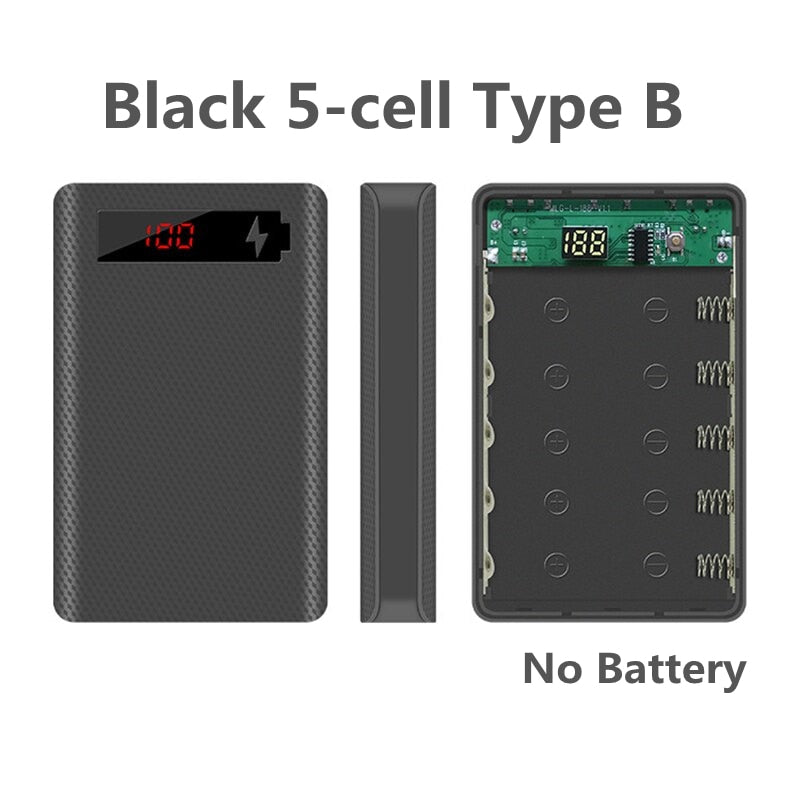 5x18650 Power Bank Box Portable 5V  Dual USB Mobile Phone Charging DIY Shell 18650 Battery Holder Charging Box With LED Light