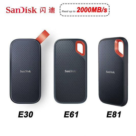 SanDisk Portable SSD USB 3.2 External HD 480GB 500GB 1TB 2TB 4TB HDD Hard Drive SSD Solid State 3.1 USB Flash Disk E30 E61 E81