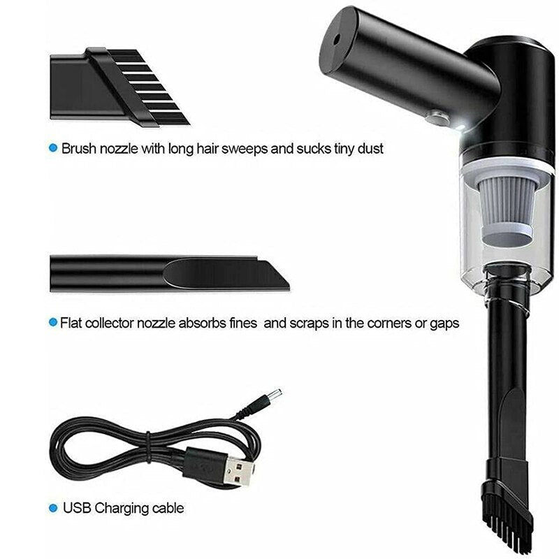 9000Pa Wireless Car Vacuum Cleaner USB Charging 1200mAh Portable Cleaning Appliance Mini Wet and Dry Vacuum Cleaner Household