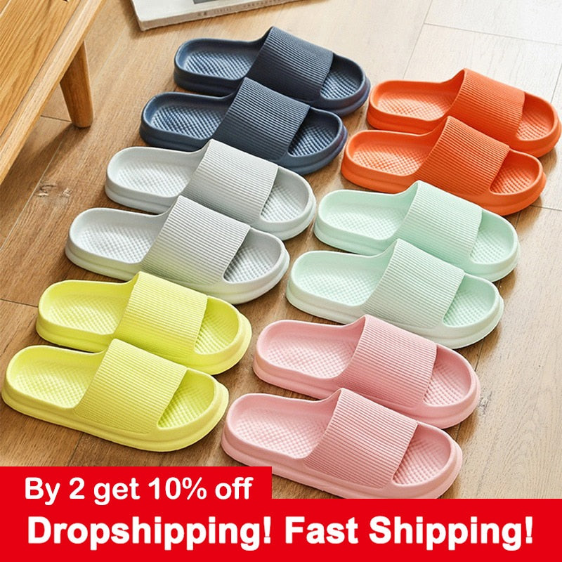 Thick Platform Bathroom Home Slippers Women Fashion Soft Sole EVA Indoor Slides Woman Sandals 2021 Summer Non-slip Flip Flops