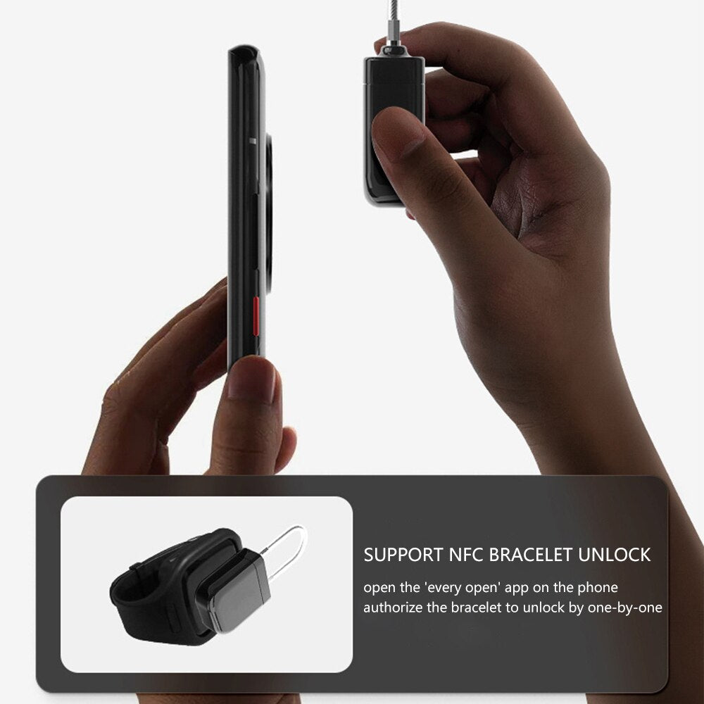 NFC Smart Padlock Bluetooth-compatible Smart Lock Mobile Phone NFC Reverse Power Supply Keyless Card Door Padlock for Android