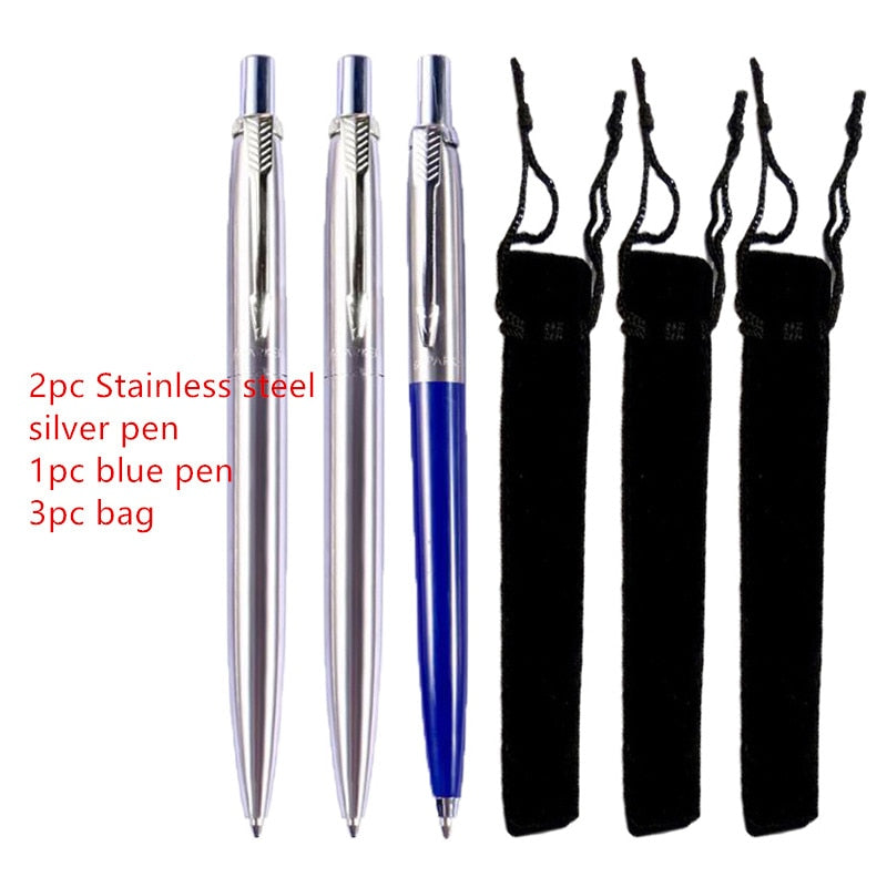 3pc Set Ballpoint Pen Press Typ Ink Pen Stainless Steel Push Stationery Office School Supplies Writing Gift Pen