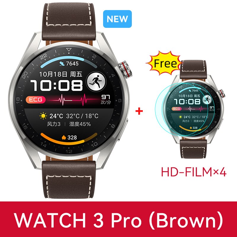 HUAWEI WATCH 3 Pro Men's Watch SmartWatch All-Day Health Monitoring 48mm AMOLEN Screen GPS NFC eSIM LTE Cellular Calling