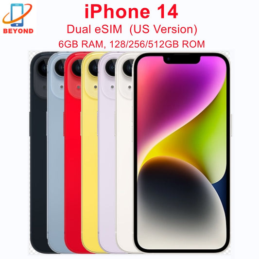 98% New Apple iPhone 14 128GB 256GB 512GB ROM 6GB RAM Dual eSIM 6.1" Genuine Super Retina OLED Face ID NFC A15 5G