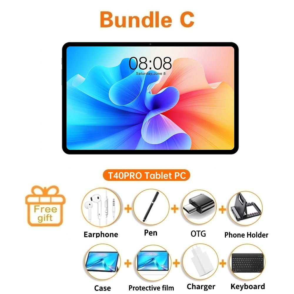 Teclast T40 Pro 8GB RAM 128GB ROM 10.4 inch Tablet 2000x1200 UNISOC T618 Octa Core 4G Network Wifi Android 11 Fast Charging