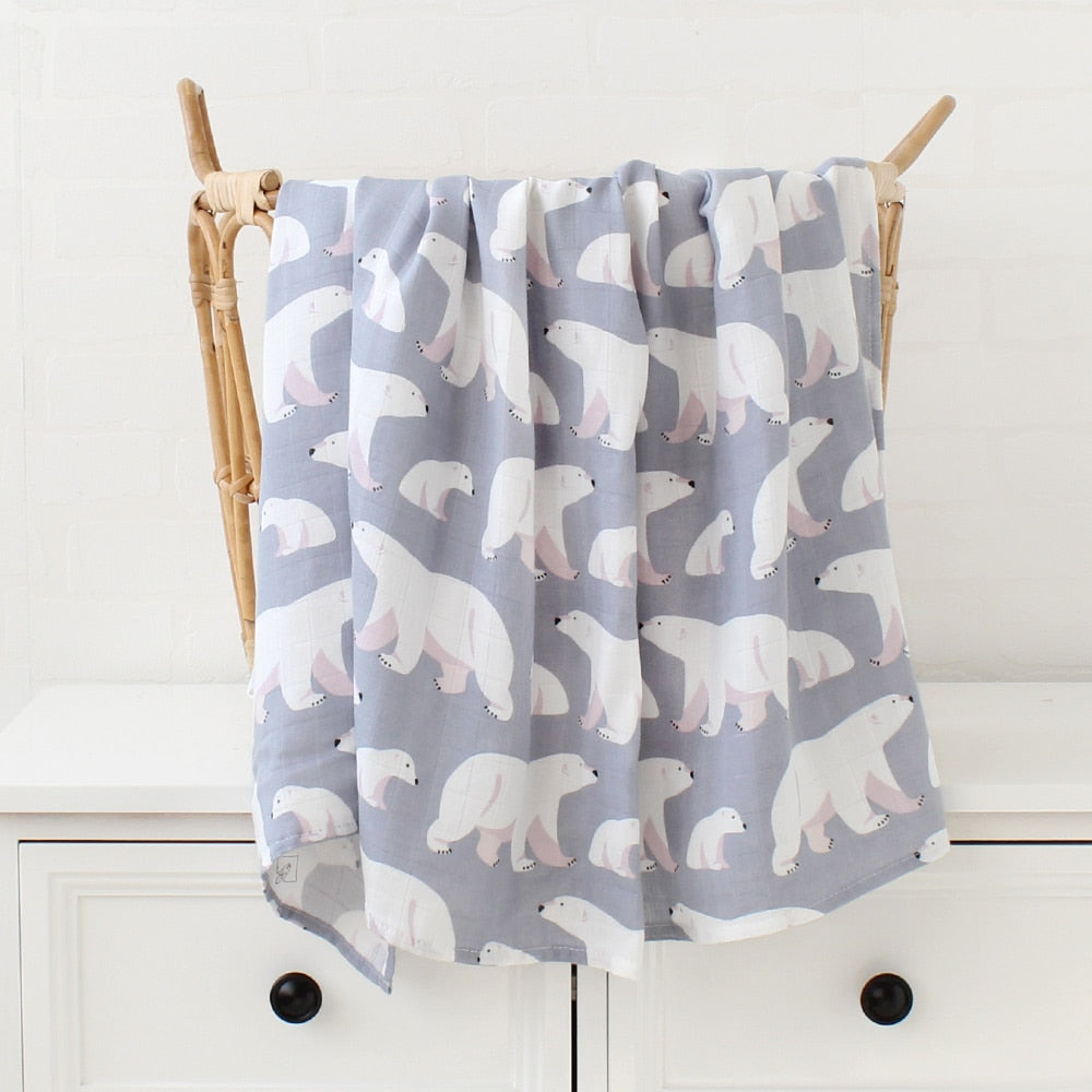 Baby Blankets Newborn Wrap Eucalyptus Leave Printed Organic Bamboo Cotton Muslin Swaddle Bedding Cover Baby Born