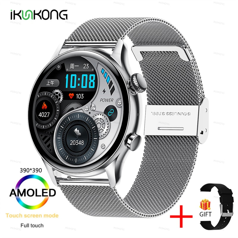 2022 New Smartwatch Mens 1.36 inch AMOLED 390*390 Screen Support Always On Display Smart Watch IP68 Waterproof For Huawei Xiaomi