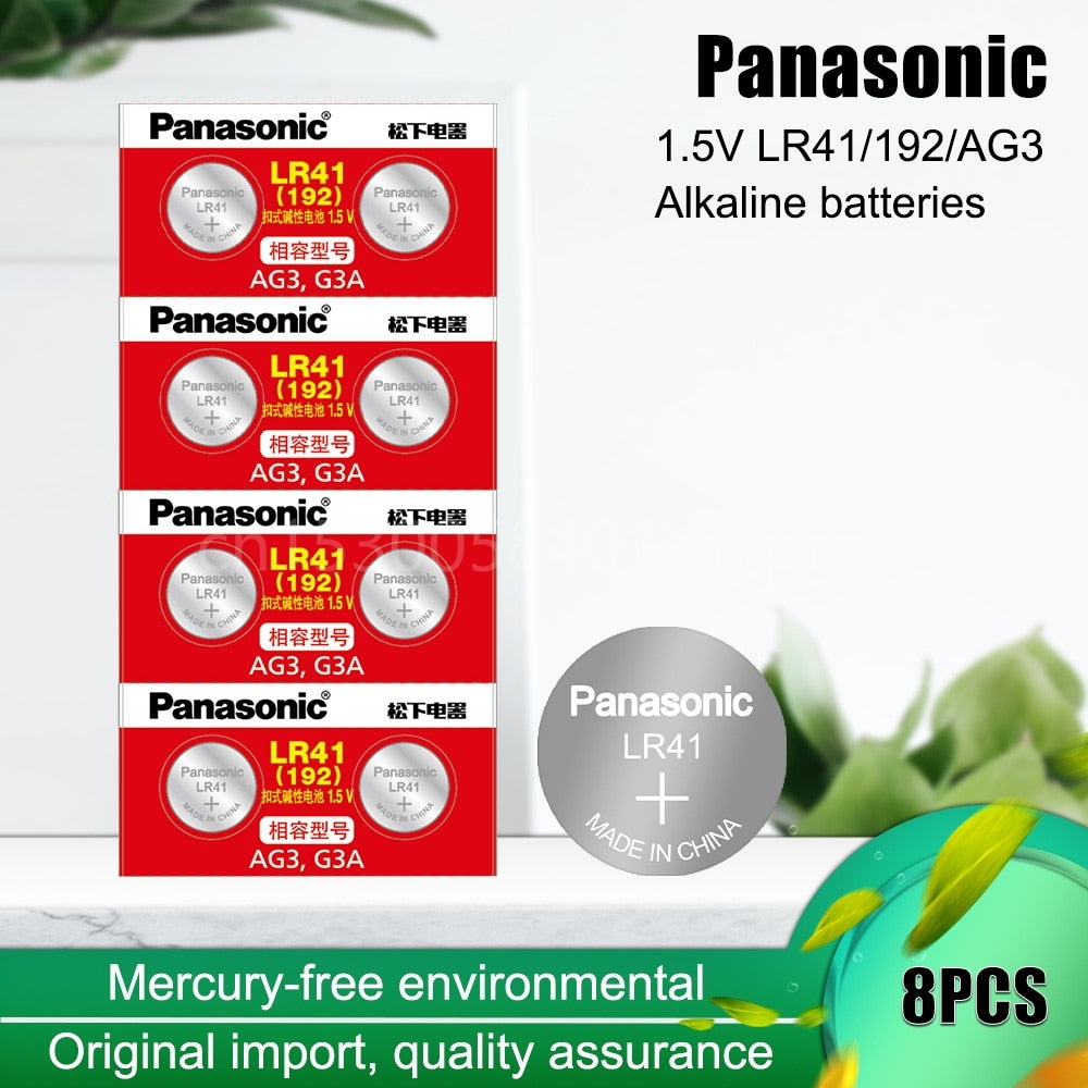 Panasonic Original LR41 192 AG3 G3A 92A SR41 L736 1.5V Button Coin Cells for Toys Clock Watch Scale Dry Primary Battery