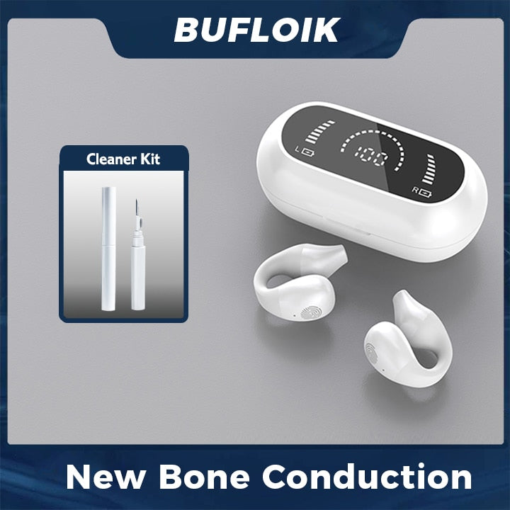 2022 NEW Bone Conduction Earphone Bluetooth 5.2 Ear Clip on Ear Earring Wireless Headphones Sports Headsets Ear Hook with Mic