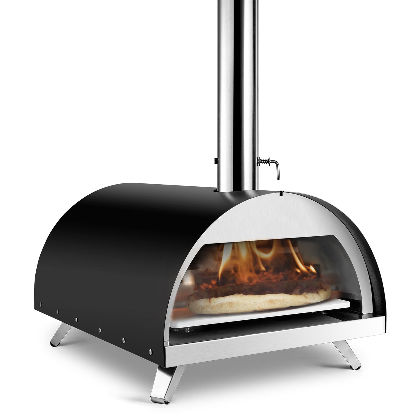 CHANGEMOORE  12 Inch Portable Outdoor Pizza Oven Pizza Maker Wood-Fired Adiabatic Pizza Machine Wood Pellet Burning Pizza Oven