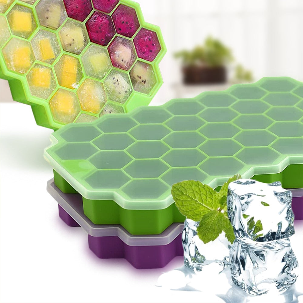 Creative Honeycomb Maker Ice Cube Trays Silicone Ice Mold Cube Ice Mould Silicone Cubitera with Removable Lid Kitchen Gadgets