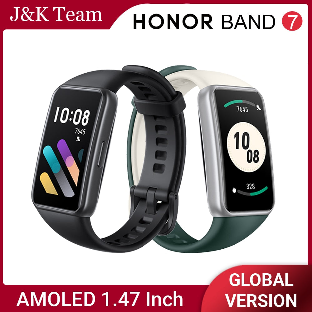 Global Version HONOR Band 7 smartwatch,Automatic SpO2 Monitor Smart Watch,1.47" AMOLED,Heart Rate Monitor,2-week battery life