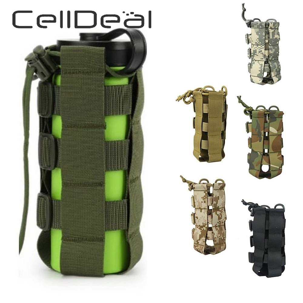 Water Bottle Bag Upgraded Tactical Pouch Waters Holder Drawstring Kettle Carrier Travel Tool Molle Military Outdoor Hiking