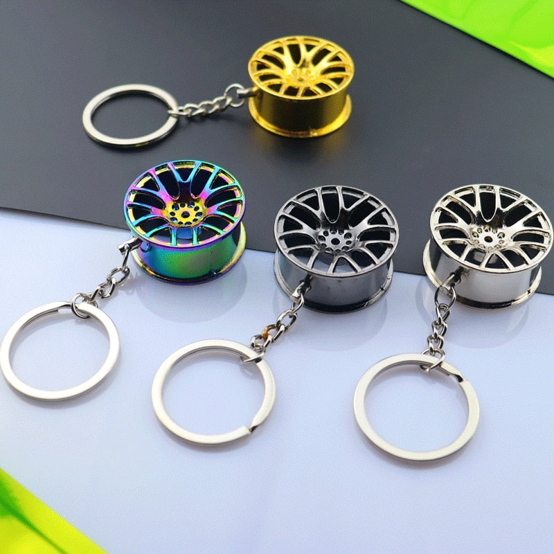 Creative gift car metal keychain turbo gear hub pendant brake disc shock absorber Pendant