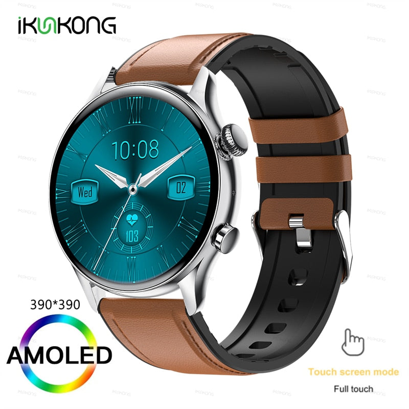 2022 New Smartwatch Mens 1.36 inch AMOLED 390*390 Screen Support Always On Display Smart Watch IP68 Waterproof For Huawei Xiaomi