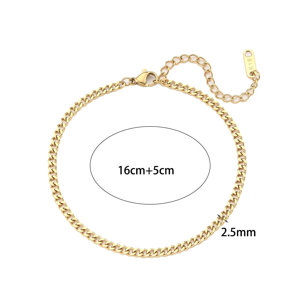 Color last 1-2 Years Miniamlist Gold Jewelry Street Style Stainless Steel 316L 18k Gold Plated Cuban Chain Bracelets For Women