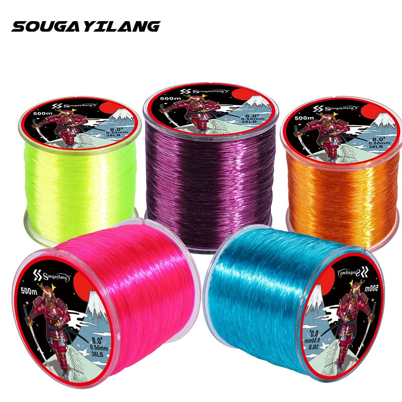 Sougayilang 500m Japan Nylon Fishing Line 7-38LB 0.14mm-0.5mm  Super Strong Fluorocarbon Monofilament Nylon Line Fishing Goods