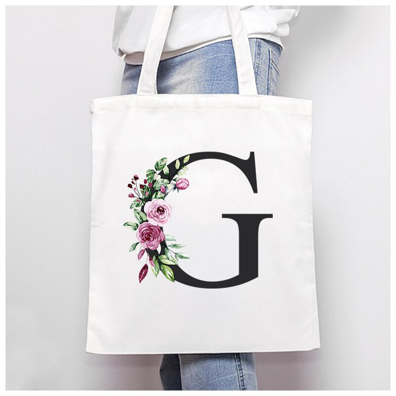 Women's Bags Shoulder Bags Simple Letter Print Large-capacity Shopping Bags Fashion White  All-match Canvas Student Handbags