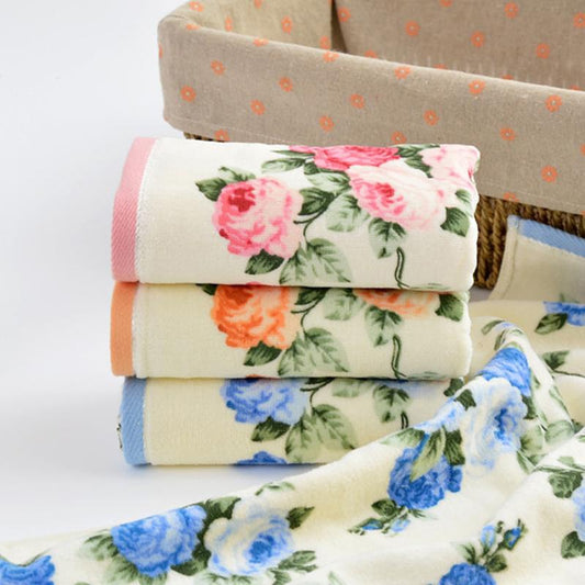 Soft Peony Flower Printing Towels Quick Dry Bathroom Towels Facecloth Home Textile Hotel Supplies