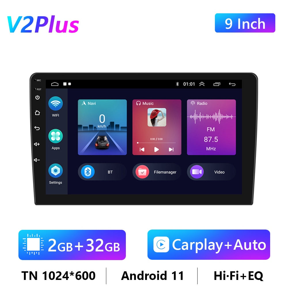 Podofo Android 9.0 2 Din Car Radio Stereo Multimedia Player Universal Auto For Volkswagen/Nissan/Kia/Toyota/Bmw/Passat/Toyota/Vw