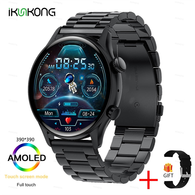 2022 New Smartwatch Mens 1.36 inch AMOLED 390*390 Screen Support Always On Display Smart Watch IP68 Waterproof For Huawei Xiaomi