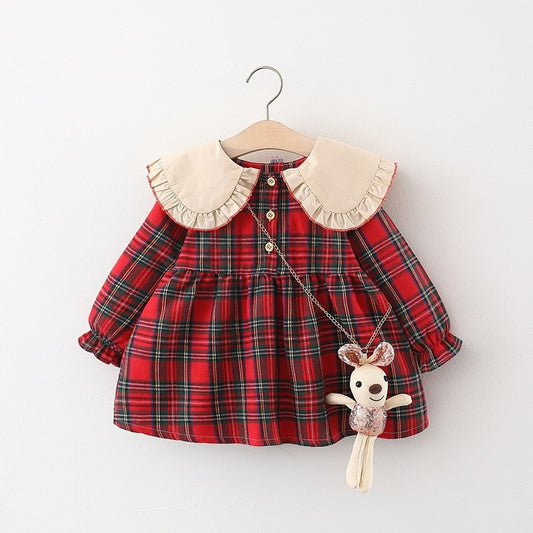 Spring fall Newborn Baby Girl Clothes Plaid Long Sleeve Dress for Baby Girls Clothing 1st Babies Birthday Princess Dresses Dress