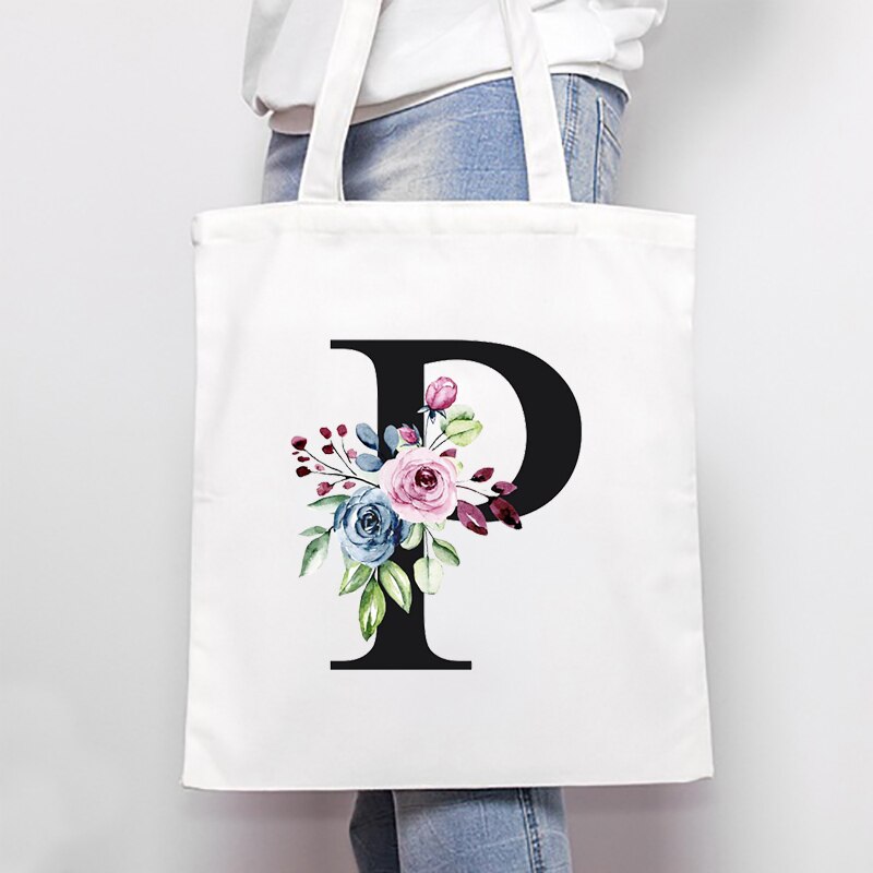 Women's Bags Shoulder Bags Simple Letter Print Large-capacity Shopping Bags Fashion White  All-match Canvas Student Handbags