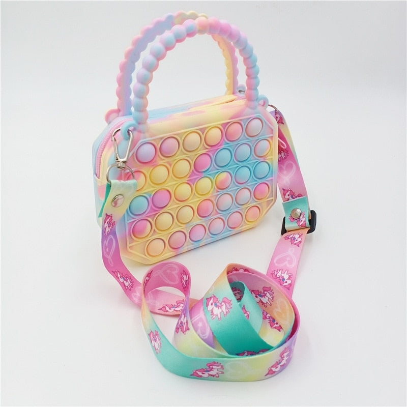 Pop Purse Silicone Sensory Push Pop Bubble Bag Crossbody Bag Antistress Toys Reliver Autism Handbag Coin Pouch for Kids