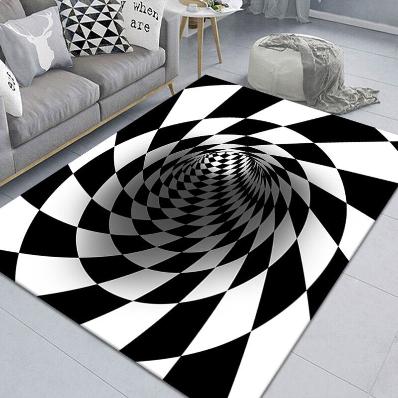 wangart 3D Vortex Illusion Carpet Entrance Door Floor Mat Abstract Geometric Optical Doormat Non-slip Floor Mat Living Room