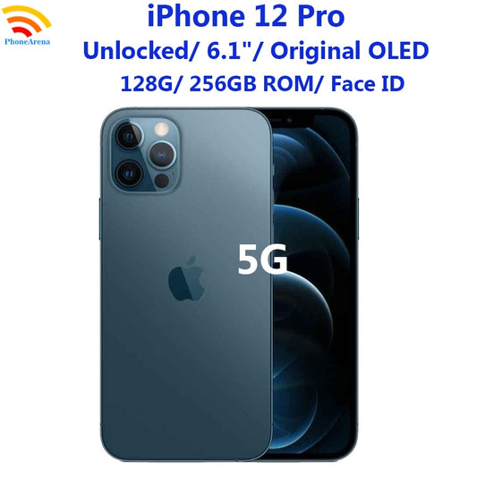 Original iPhone 12 Pro Cell Phones 128GB 256GB ROM 6.1" Super Retina OLED Face ID NFC IOS Unlocked 5G Mobilephone iPhone 12pro