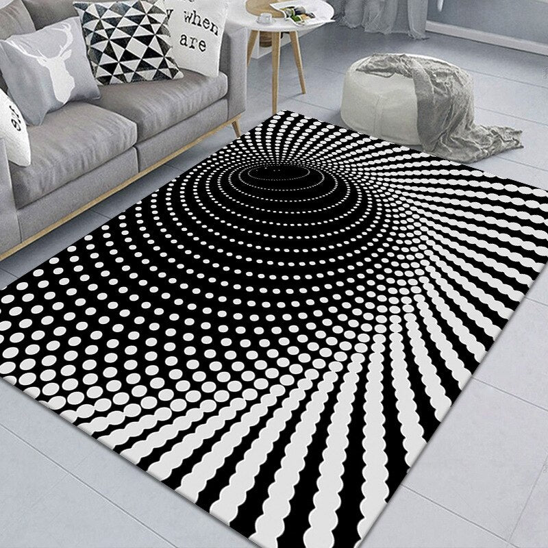 wangart 3D Vortex Illusion Carpet Non-slip Floor Mat Area Rug Abstract Geometric Print Optical Home Living Room Bedroom Doormat