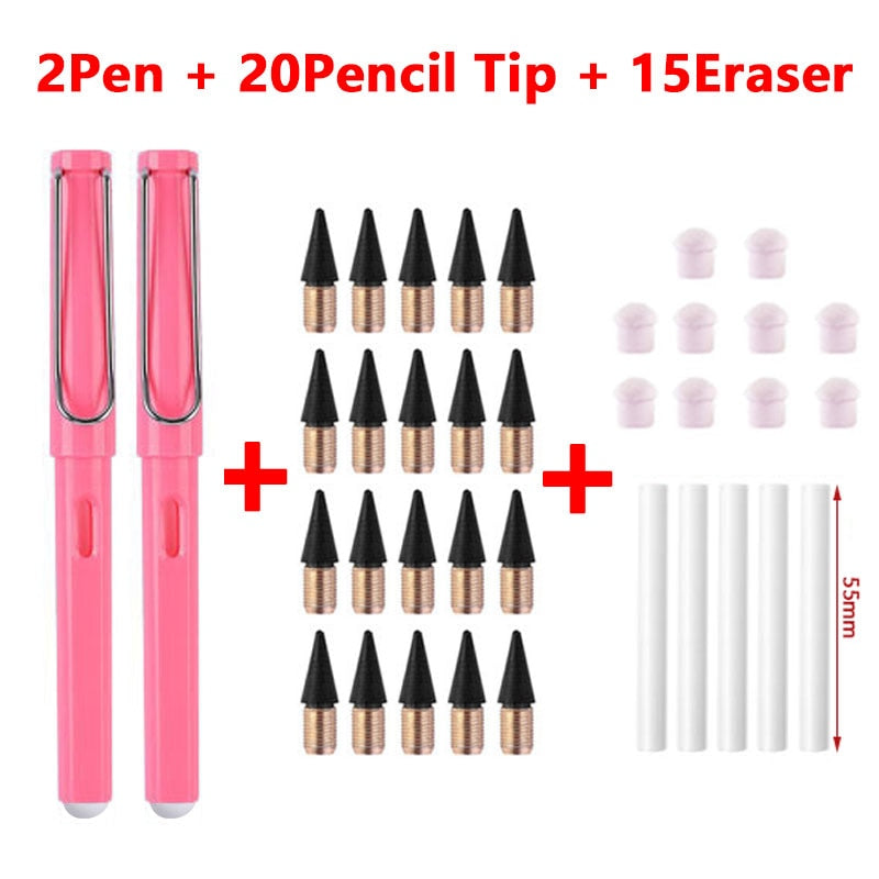 37/53PCS/Set Eternal Pencil Double Eraser  Pencils Art Sketch Painting Design Tools School Supplies School Stationery Gifts