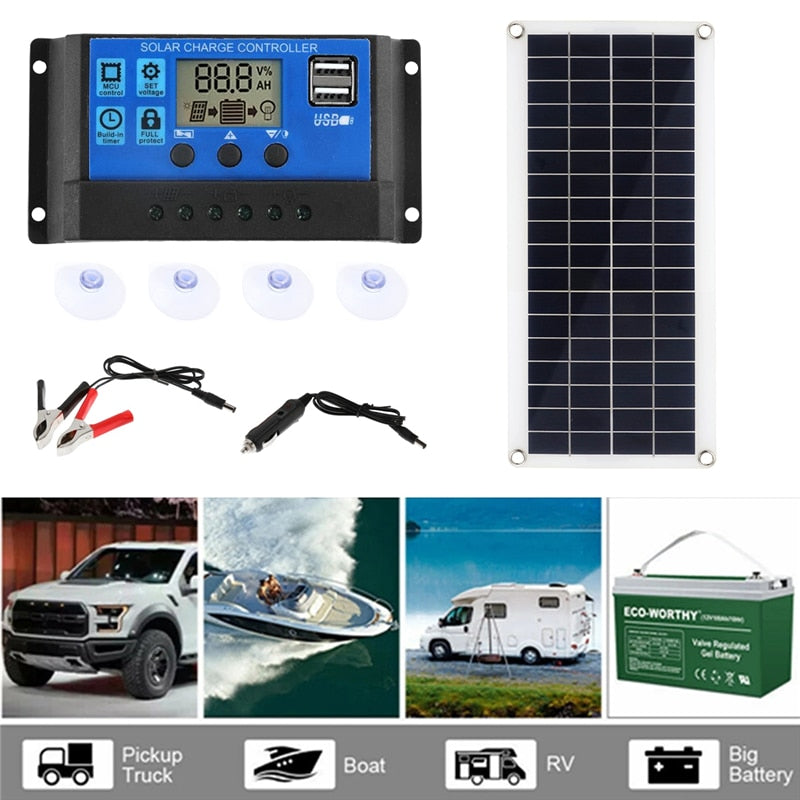 1000W Solar Panel 12V Solar Cell 10A-60A Controller Solar Panel for Phone RV Car MP3 PAD Charger Outdoor Battery Supply