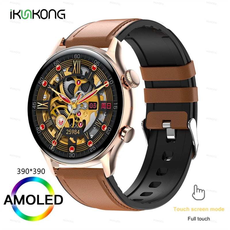 2022 New Smartwatch Mens 1.36 inch AMOLED 390*390 Screen Support Always On Display Smart Watch IP68 Waterproof For Huawei Xiaomi