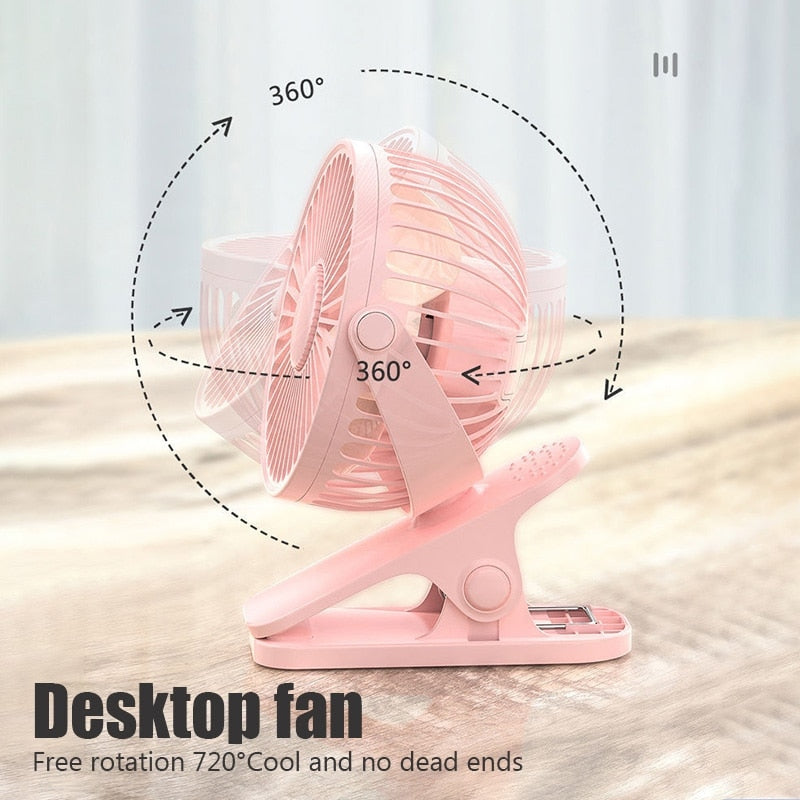 Usb Mini Fan Mini Student Class Dormitory Quiet Office Desktop Clip Charging Fan Ultra Long Range Silent Clip Fan Rechargeable