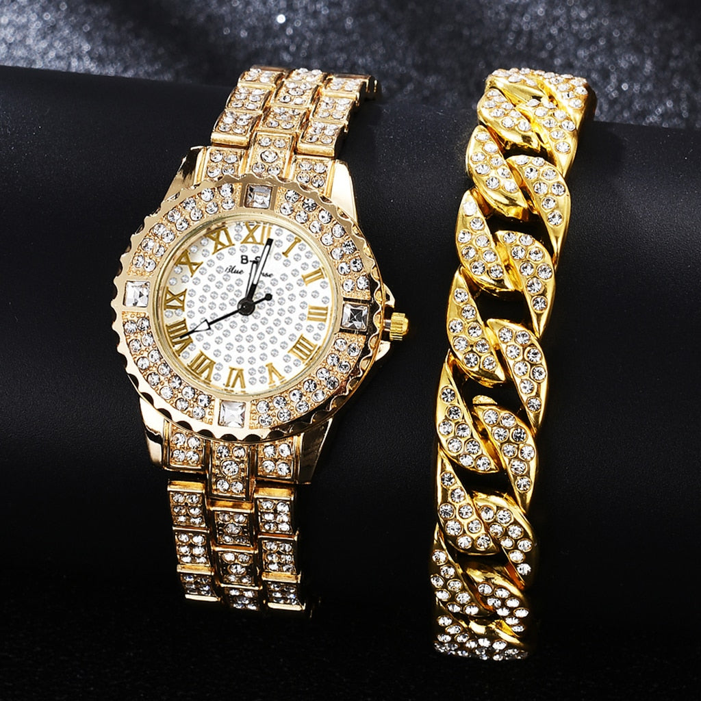 Diamond Women Watches Gold Watch Ladies Wrist Watches Luxury Brand Rhinestone Women's Bracelet Watches Female Relogio Feminino