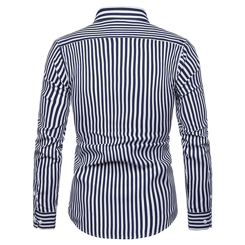 M-5XL Men's Shirt Business Brand Design Embroidery- Logo Casual Striped Blouse Hommes Clothing Male Fashion Slim Dress Shirts