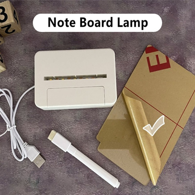 Creative Led Night Light Note Board USB Message Board Holiday Light with Pen Gift Children Girl Decorative Night Light