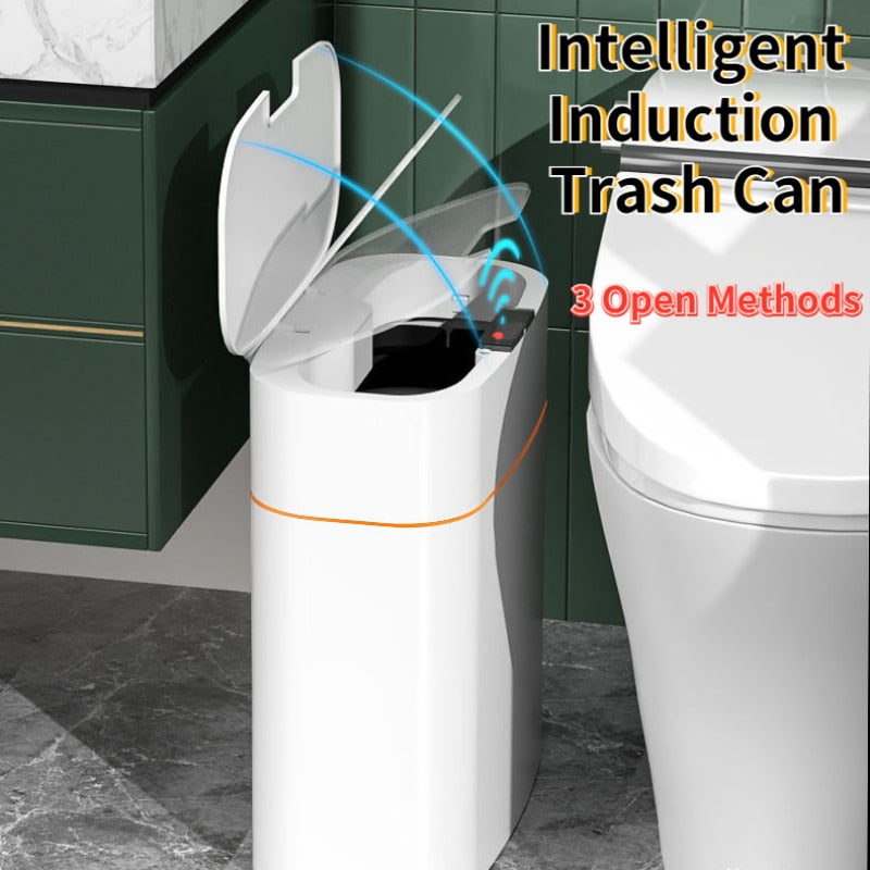 Automatic Intelligent Smart Trash Can Sensor Kitchen Trash Bin With Lid Household Bedroom Bathroom Narrow Gap Waste Garbage Bin