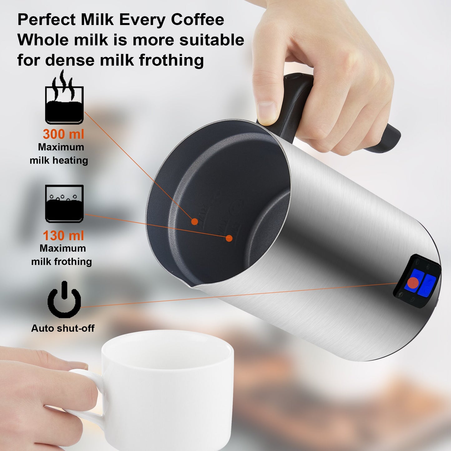 ELEKCHEF 4 in 1 Coffee Milk Frother Frothing Foamer automatic Milk Warmer Cold/Hot Latte Cappuccino Chocolate Protein powder