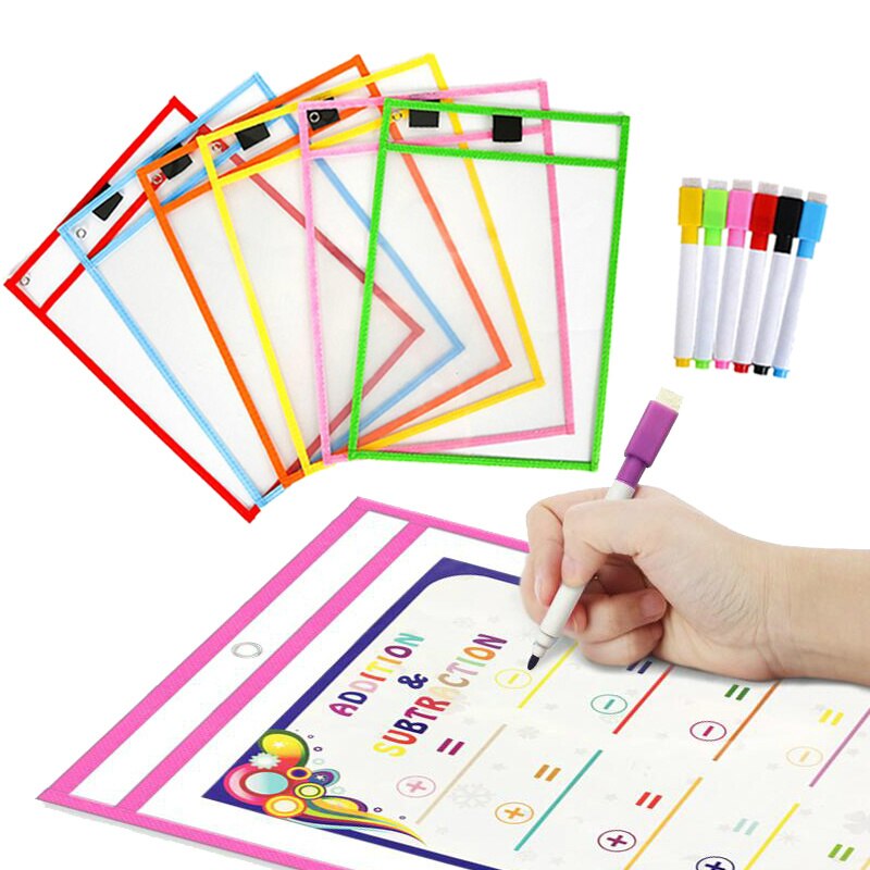 10/4Pcs Transparent Dry Brush Bag Kids Craft Drawing Board Painting Doodle Coloring Learning Educational Toys For Children Gift