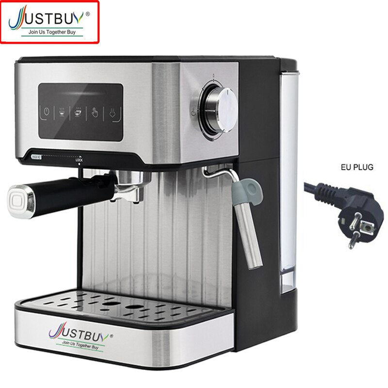 LCD Touch Espresso Coffee Machine Maker Semi-Automatic Pump With Cappuccino Milk Bubble Maker