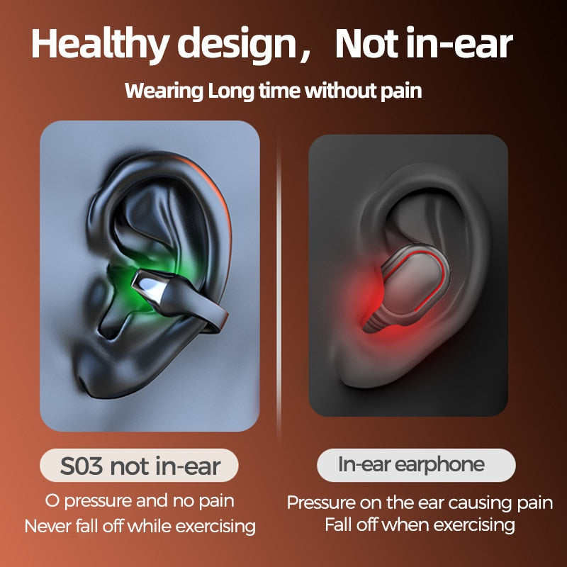 2022 NEW Bone Conduction Earphone Bluetooth 5.2 Ear Clip on Ear Earring Wireless Headphones Sports Headsets Ear Hook with Mic