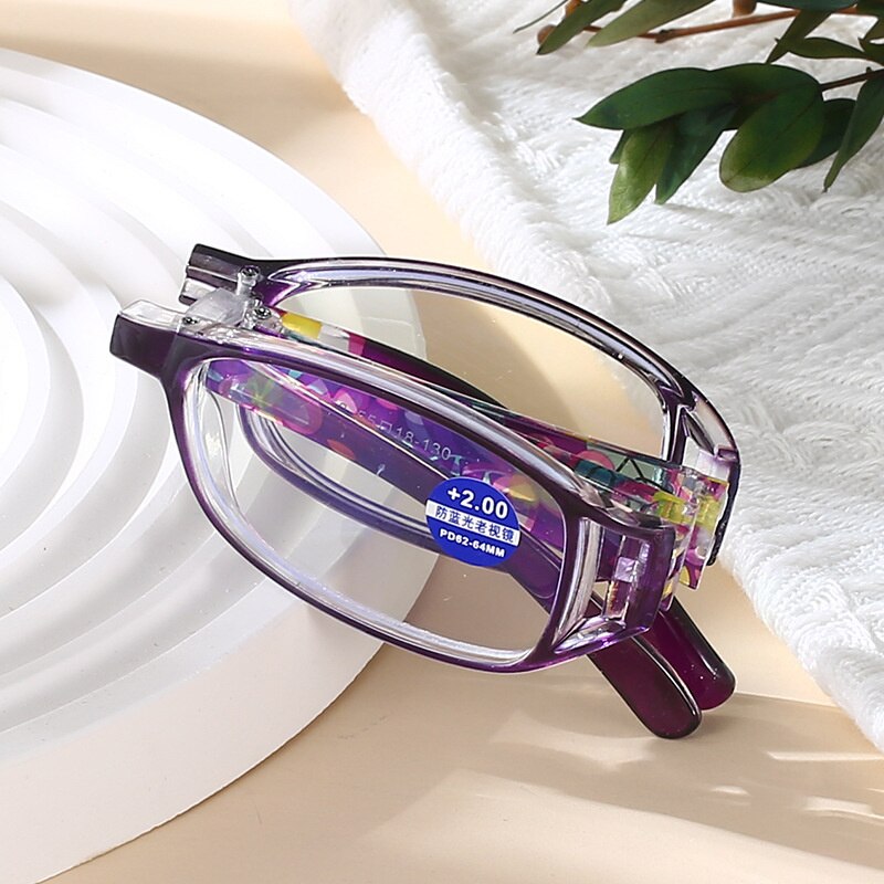 Anti blue light folding presbyopic glasses 2022 new style flower wrapped hollow presbyopic glasses for men and women convenient