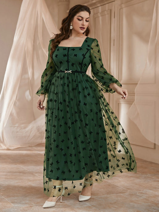 TOLEEN Women's Elegant Plus Size Large Maxi Dresses 2022 Green Long Sleeve Oversized Muslim Evening Party Prom Festival Clothing