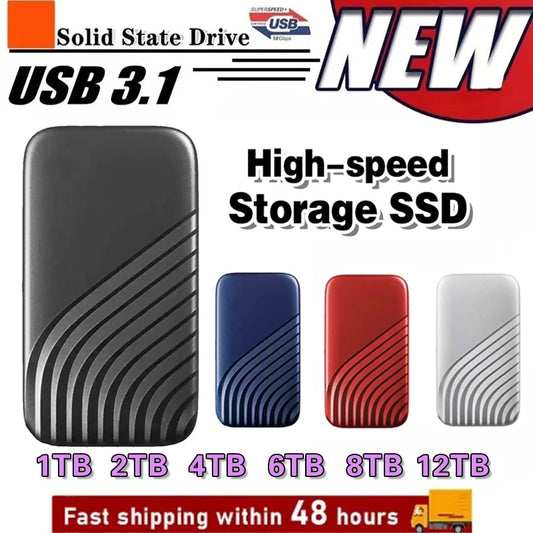 Portable SSD External Solid State Drive 1TB Portable HD Hard Drive USB 3.1 Type-C 2TB 4TB 8TB Hard Disks For Laptop Notebook