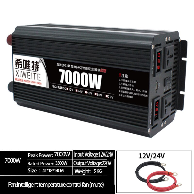 Solar Inverter Pure Sine Wave 4500W 9000W Vehicle 12V 24V Battery 48V 60V 72V to 220V High-Power Conversion