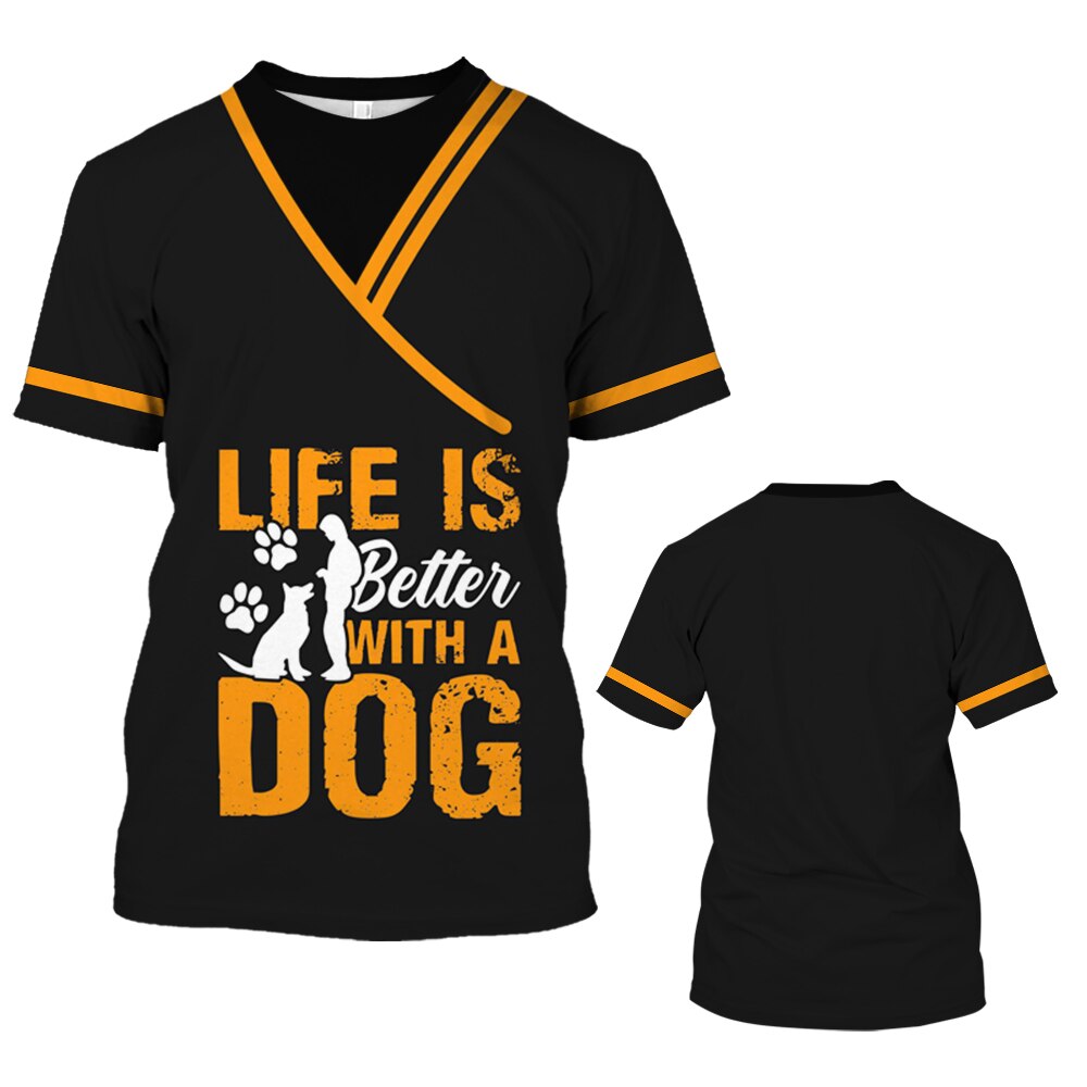 Pet Groomer T-shirt Women Shirt Unisex Grooming Uniform Tops Summer Fashion Short Sleeve Workwear Tees O Neck Oversized Clothes